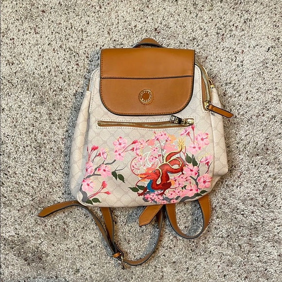 Steve‎ Madden Rare Dragon Light Cream & Pink Backpack Woman’s Purse - Picture 1 of 7